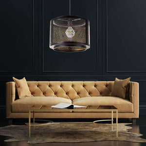 Nino Germany VITO Cage Pendant Light – Industrial Black & Gold Hexagonal Hanging Lamp