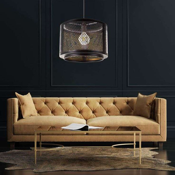 Nino Germany VITO Cage Pendant Light – Industrial Black & Gold Hexagonal Hanging Lamp