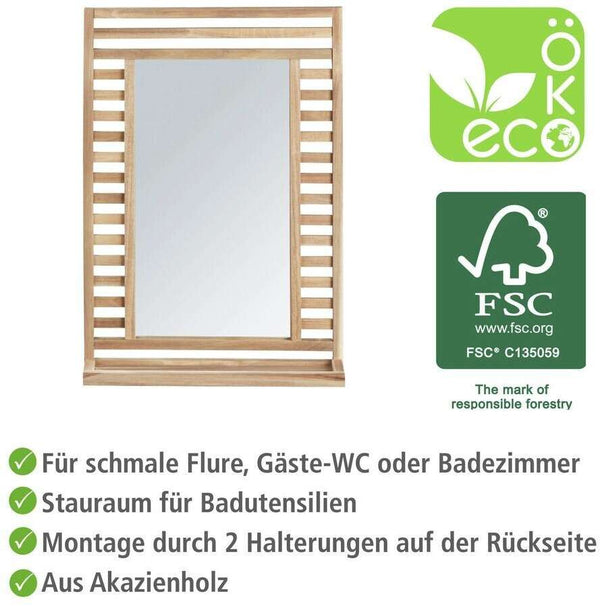 Wenko Acina Modern Bamboo Rectangular Mirror